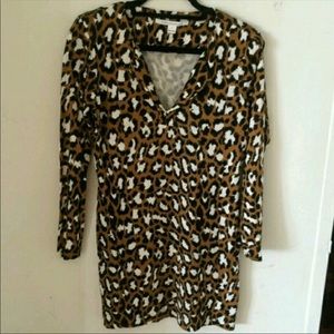 DVF Leopard Print Shirt Dress, Like New.